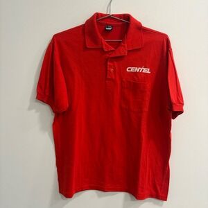 Vintage Screen Stars Centel Red Polo Shirt Pocket Mens Large USA Made